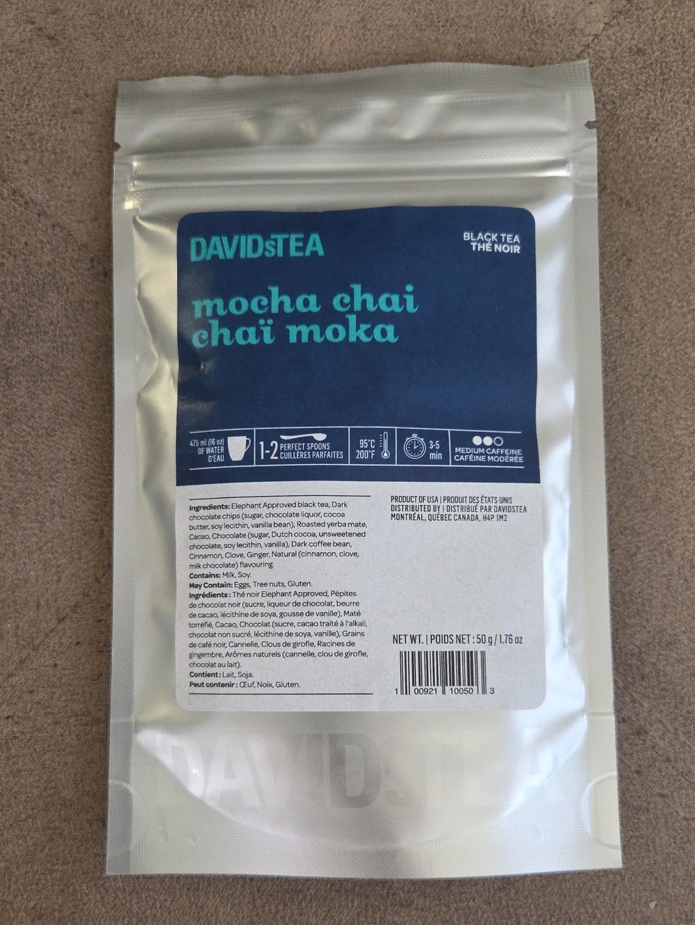 2/$20 New! Sealed! Davidstea MOCHA CHAI Loose Leaf Tea 50g Davids Tea